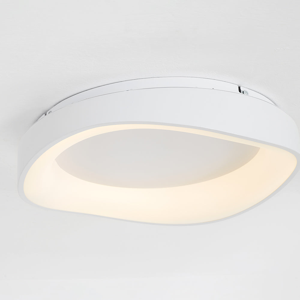 Deckenleuchte LED in Schalenform aus Weißem Metall und Acryl | 3 Lichtfarben | 40, 50 oder 110 cm | Für das Wohnzimmer
