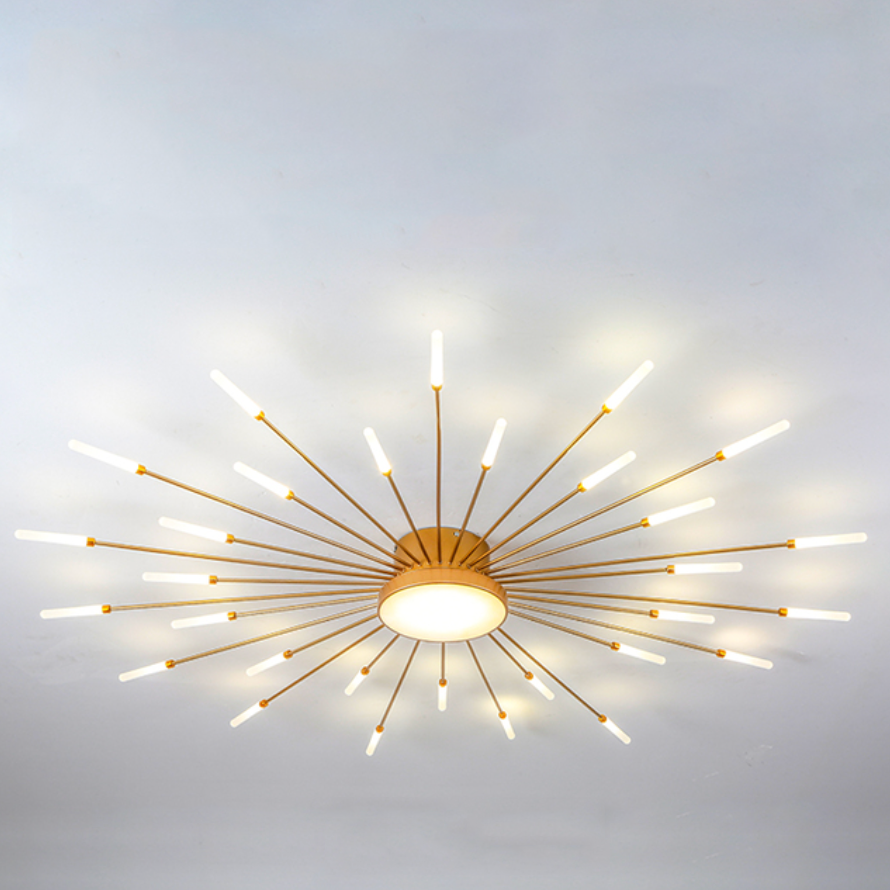 Taklampa i metall med fyrverkeridesign | LED 18–42 W | svart eller guld | dimbar version finns