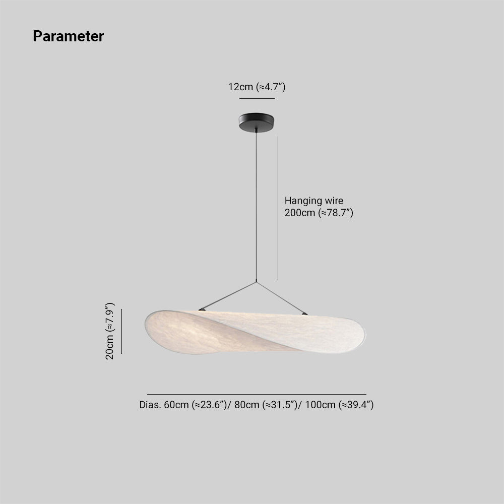 Pendelleuchte LED aus Metall und Kunstseide | Weißer Schirm in Blattform | Ø 50–100 cm | Für Esstisch und Wohnzimmer