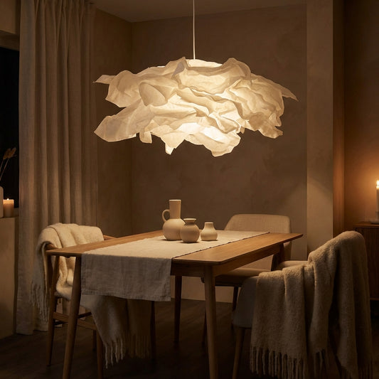 Pendellampa i Japanskt Lamppapper | Organisk Molnform | Skulptural Taklampa