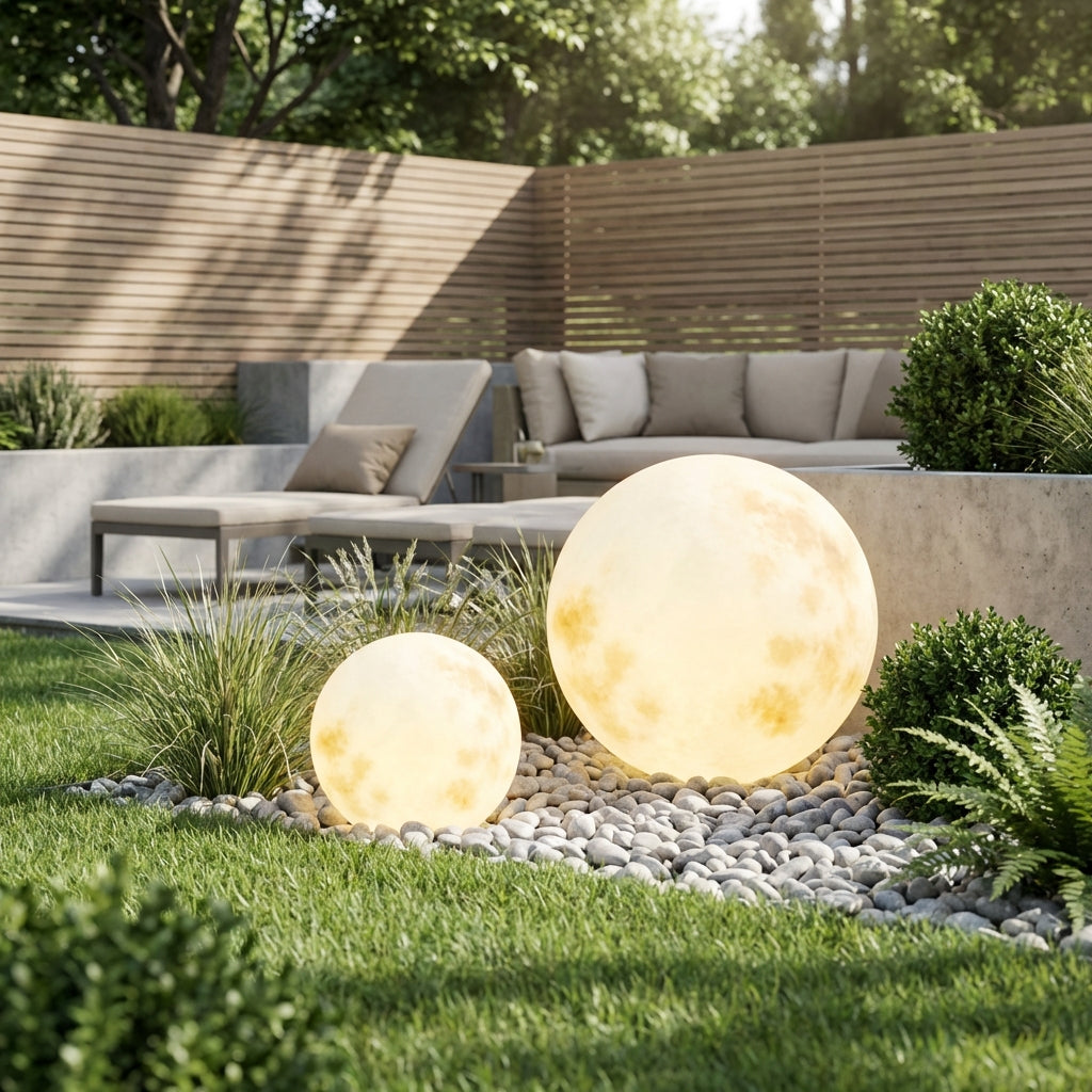 Selune | Solcellsdriven Trädgårdslampa med Sfärisk Ljusform