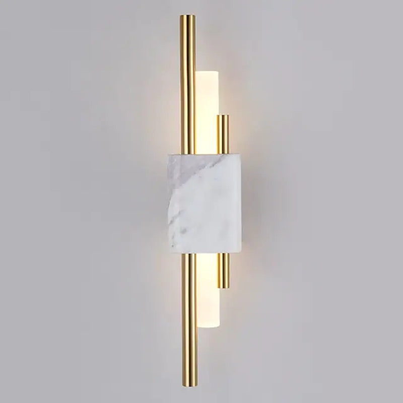 Vägglampa LED i Metall och Marmor | Geometrisk Design | Vit, Guld eller Grön | Varmvitt Ljus