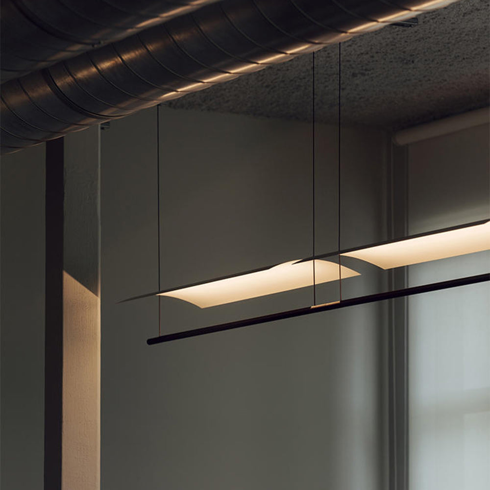 Pendelleuchte LED Linear aus Metall und Acryl | Minimalistischer Lichtbalken | 30–118 cm | Warmweißes Licht für den Esstisch
