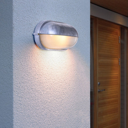 Außenwandleuchte aus Metall und Glas | Oval oder Rund | Silber oder Gold | IP65, Warmweiße LED-Lampe Inklusive