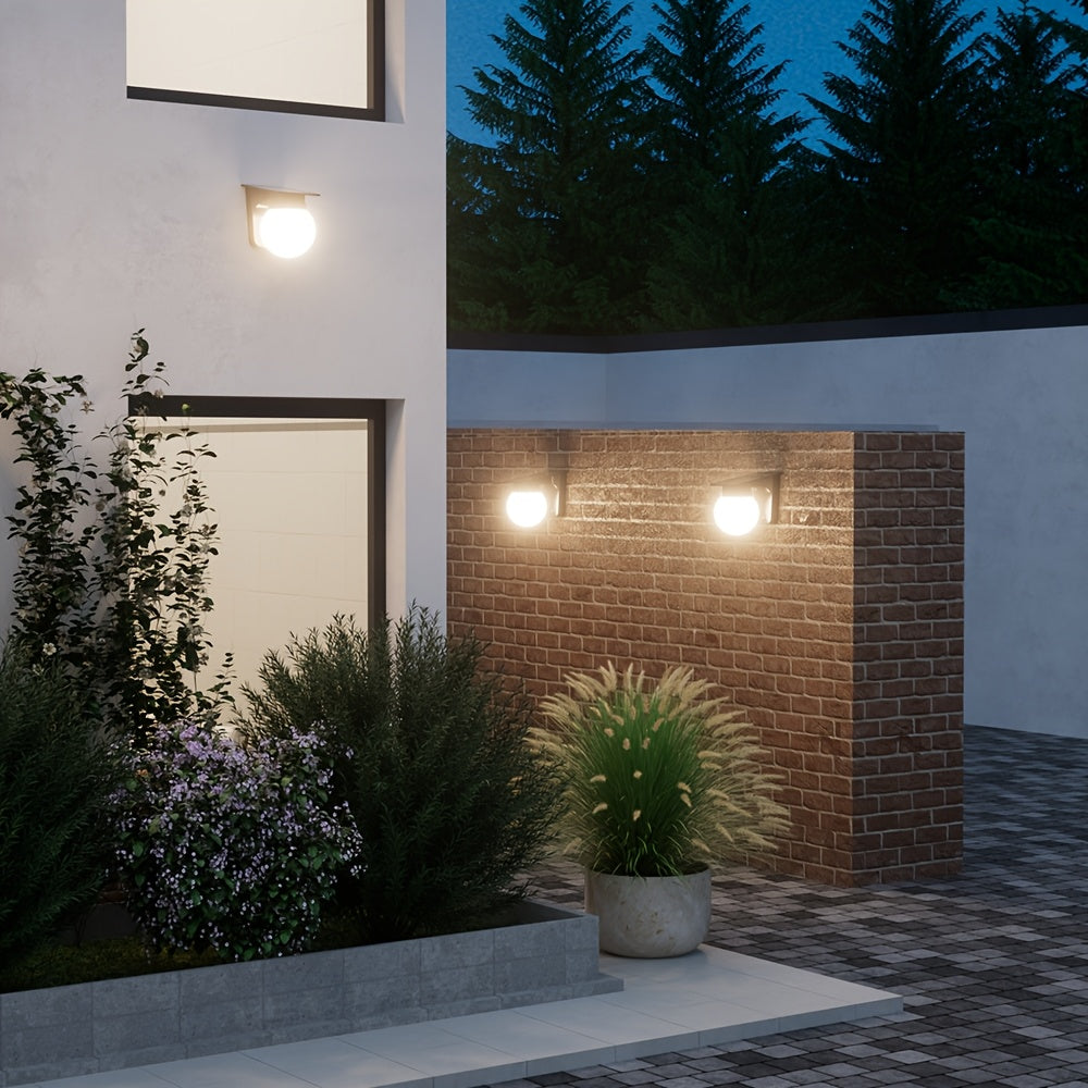 Solcellsvägglampa LED Glob | Skymningssensor Dimbar | Vattentät IP65 | Varmvitt Utomhus