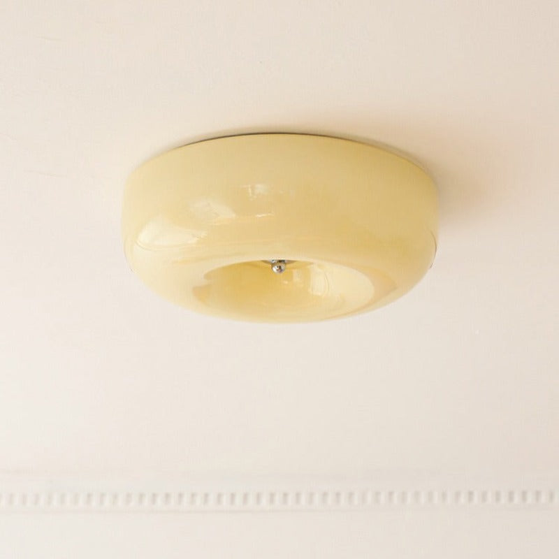 Taklampa Plafond i Glas | Vintage Rund Skärm i 3 Färger | Dimbar LED med 3 Ljusfärger | Ø 32–46 cm