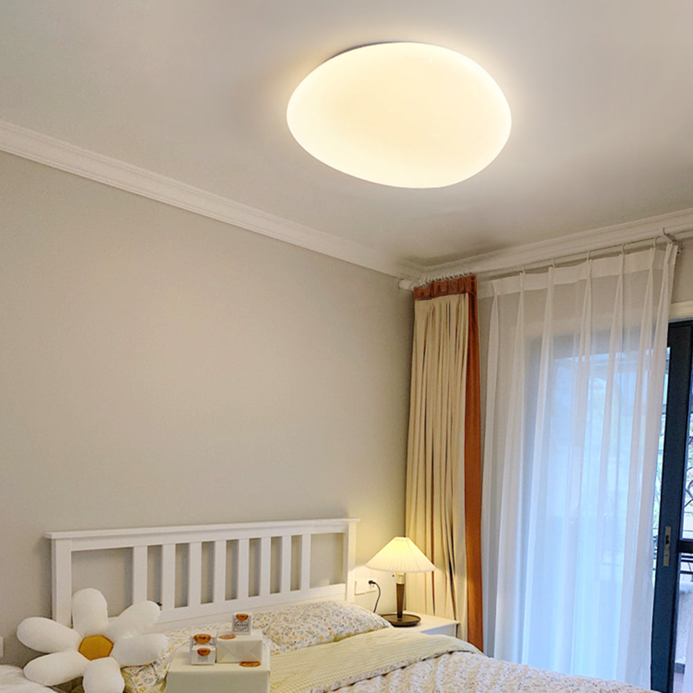Deckenleuchte LED in Steinform | Weiße Deckenlampe mit unregelmäßig runder Form | 3 Lichtfarben | 3 Größen