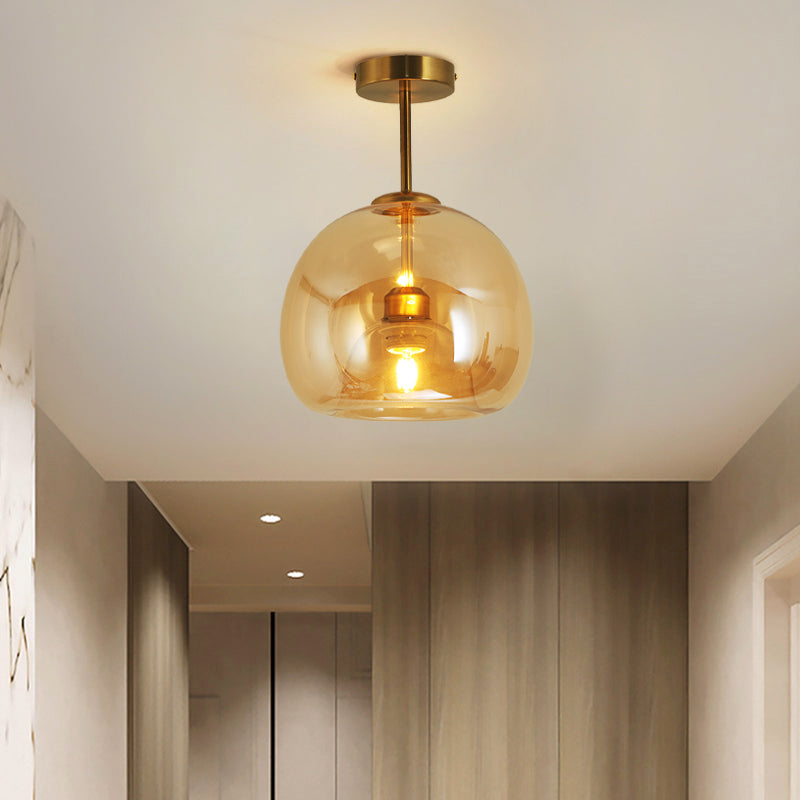 Deckenleuchte aus Glas und Metall | Kuppelförmiger Glasschirm in Gold oder Schwarz | Als Deckenlampe oder Pendelleuchte | Wohnzimmer und Schlafzimmer