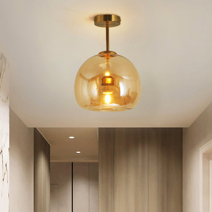 Deckenleuchte aus Glas und Metall | Kuppelförmiger Glasschirm in Gold oder Schwarz | Als Deckenlampe oder Pendelleuchte | Wohnzimmer und Schlafzimmer