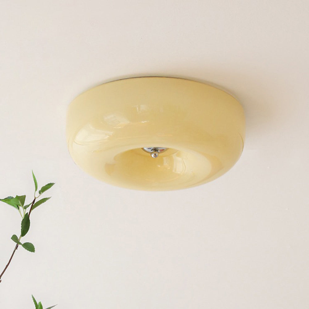 Taklampa Plafond i Glas | Vintage Rund Skärm i 3 Färger | Dimbar LED med 3 Ljusfärger | Ø 32–46 cm