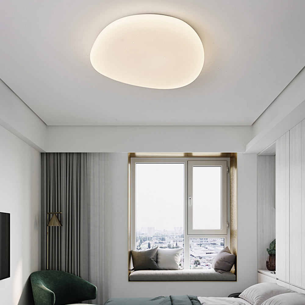 Taklampa LED i Vit Akryl | Kiselstensform | Varmvit, Dagsljusvit eller 3 Ljusfärger | Ø 38–55 cm