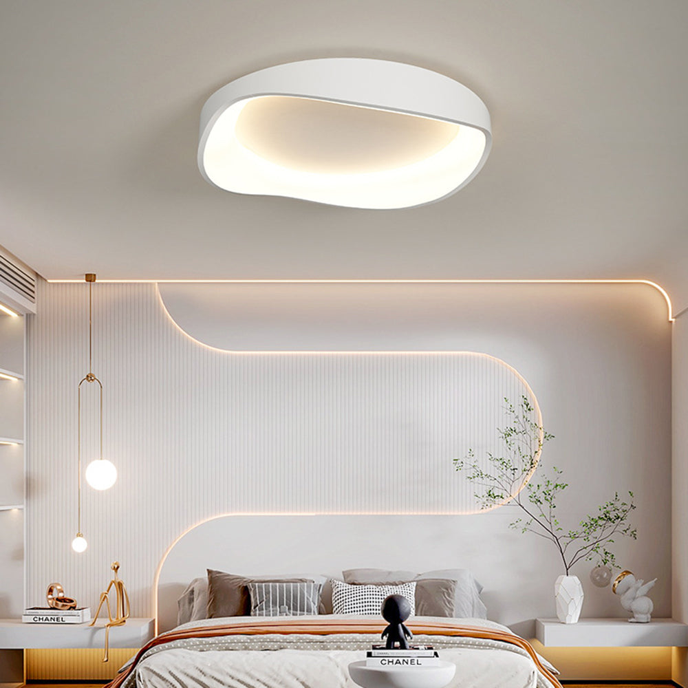 Deckenleuchte LED in Schalenform aus Weißem Metall und Acryl | 3 Lichtfarben | 40, 50 oder 110 cm | Für das Wohnzimmer