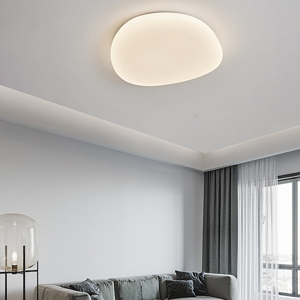 Taklampa LED i Vit Akryl | Kiselstensform | Varmvit, Dagsljusvit eller 3 Ljusfärger | Ø 38–55 cm