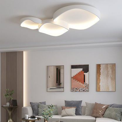 Deckenleuchte LED in Schalenform aus Weißem Metall und Acryl | 3 Lichtfarben | 40, 50 oder 110 cm | Für das Wohnzimmer
