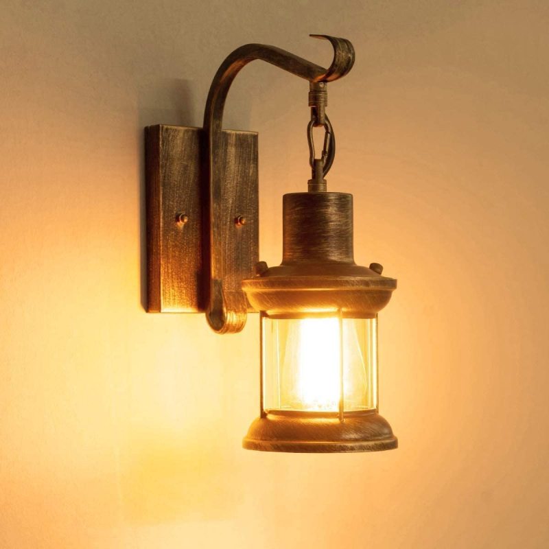 Wandleuchte Industrie Retro | Metall und Glas in Schwarz oder Bronze | E27 mit oder ohne LED | 1 oder 2 Stück