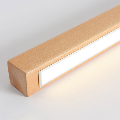 Deckenleuchte LED linear aus Holz und Acryl | Dunkles Holz oder Naturholz | 60–180 cm | 3 Lichtfarben