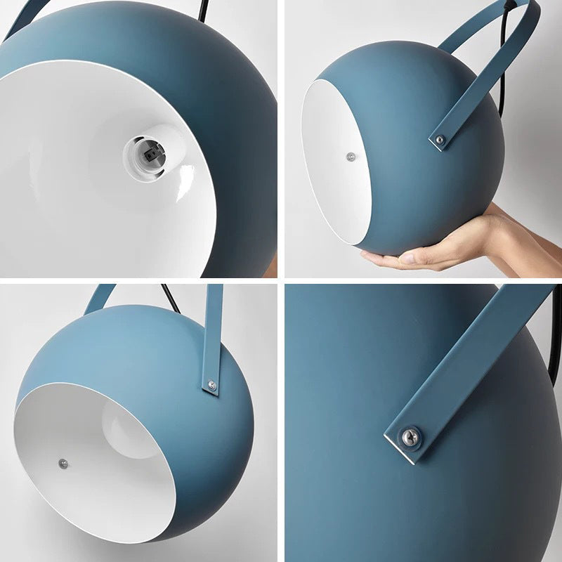 Pendelleuchte Kugel aus Metall | Gelb, Hellblau, Rosa, Dunkelblau oder Grau | Ø 20 oder 25 cm | LED-Lampe inklusive