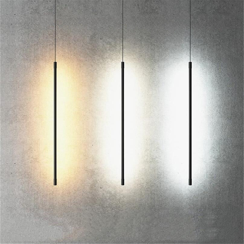 Pendellampa Sovrum | Linjär LED i Svart Metall och Akryl | 3 Ljusfärger | 50–100 cm