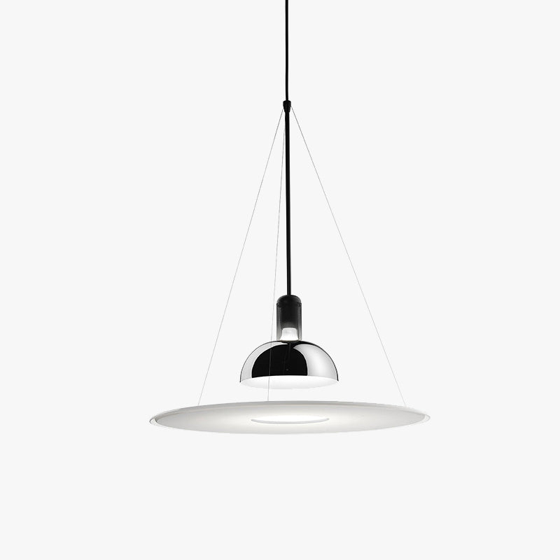 Pendelleuchte aus Metall und Glas | Glockenförmiger Schirm | Chrom, Schwarz, Rot oder Gold | LED mit 3 Lichtfarben
