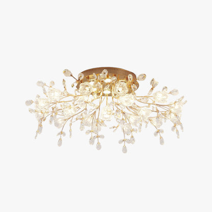 Taklampa Art Deco | Blomform i Guld, Metall och Glas | 7–19 Lampor | LED med 3 Ljusfärger