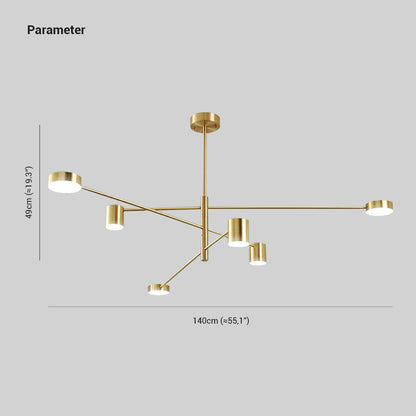 Pendelleuchte LED Industrial | Astform aus Schwarzem oder Goldenem Metall | 4-, 6- oder 8-flammig | 3 Lichtfarben