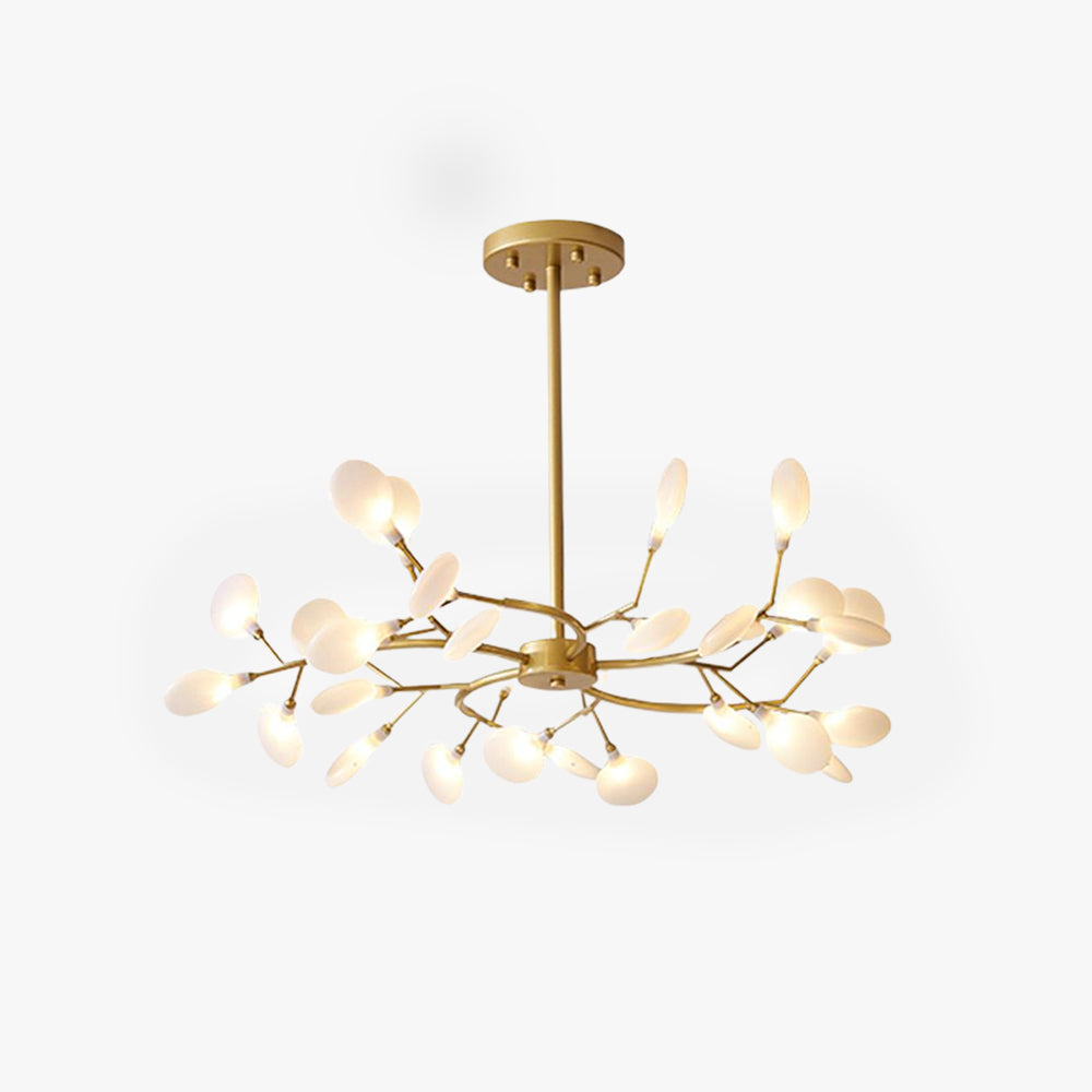 Kronleuchter in Astform | Schwarzes oder Goldenes Metall mit Schirmen aus Glas oder Acryl | 30, 45 oder 54 Leuchtmittel | Warmweißes Licht