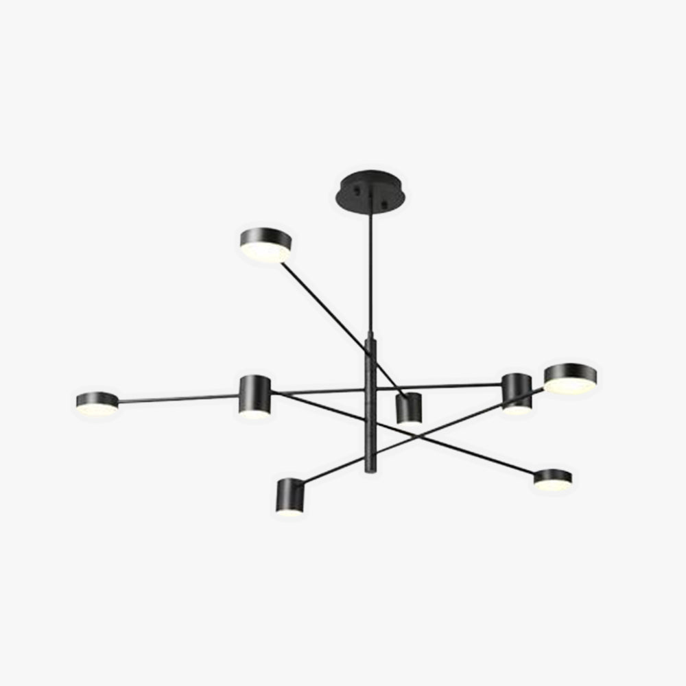 Pendelleuchte LED Industrial | Astform aus Schwarzem oder Goldenem Metall | 4-, 6- oder 8-flammig | 3 Lichtfarben