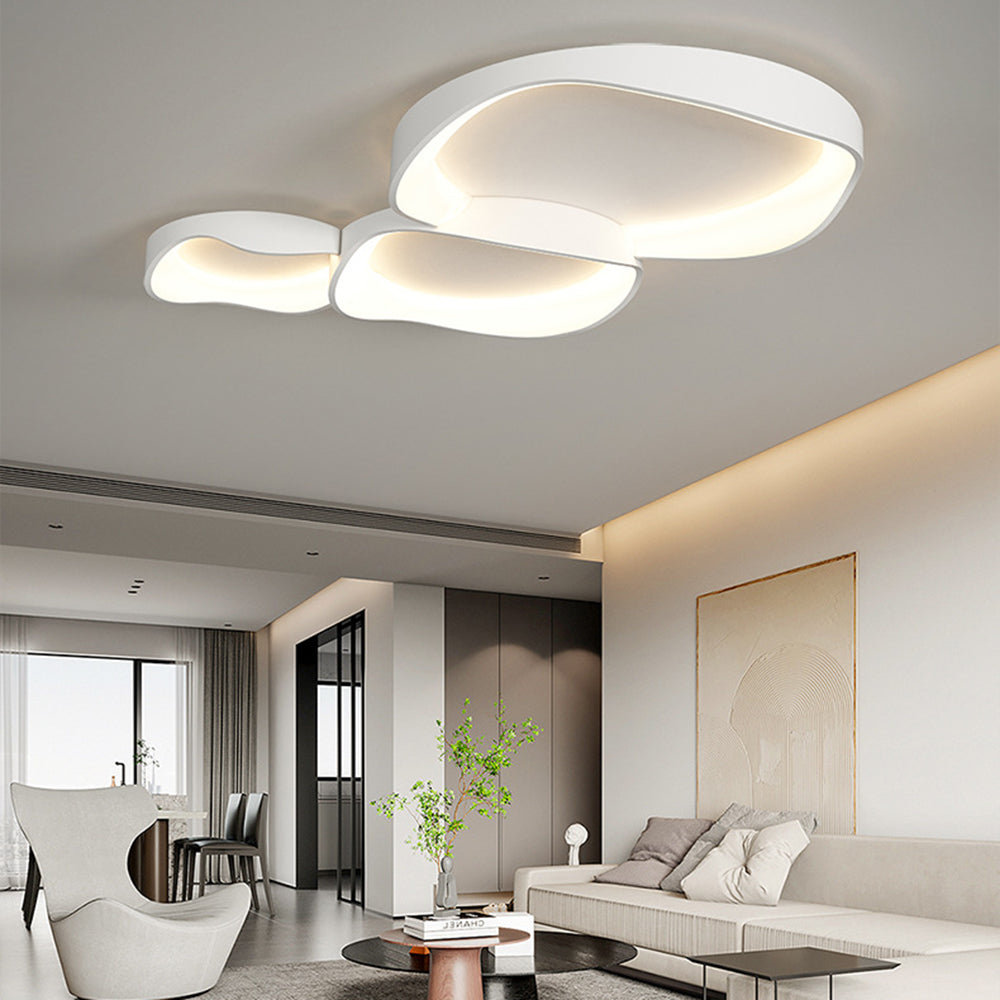 Deckenleuchte LED in Schalenform aus Weißem Metall und Acryl | 3 Lichtfarben | 40, 50 oder 110 cm | Für das Wohnzimmer