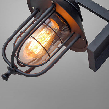 Außenwandleuchte Laterne im Vintage-Stil | Schwarzes Metall und Glas | IP65 | LED-Lampe Inklusive