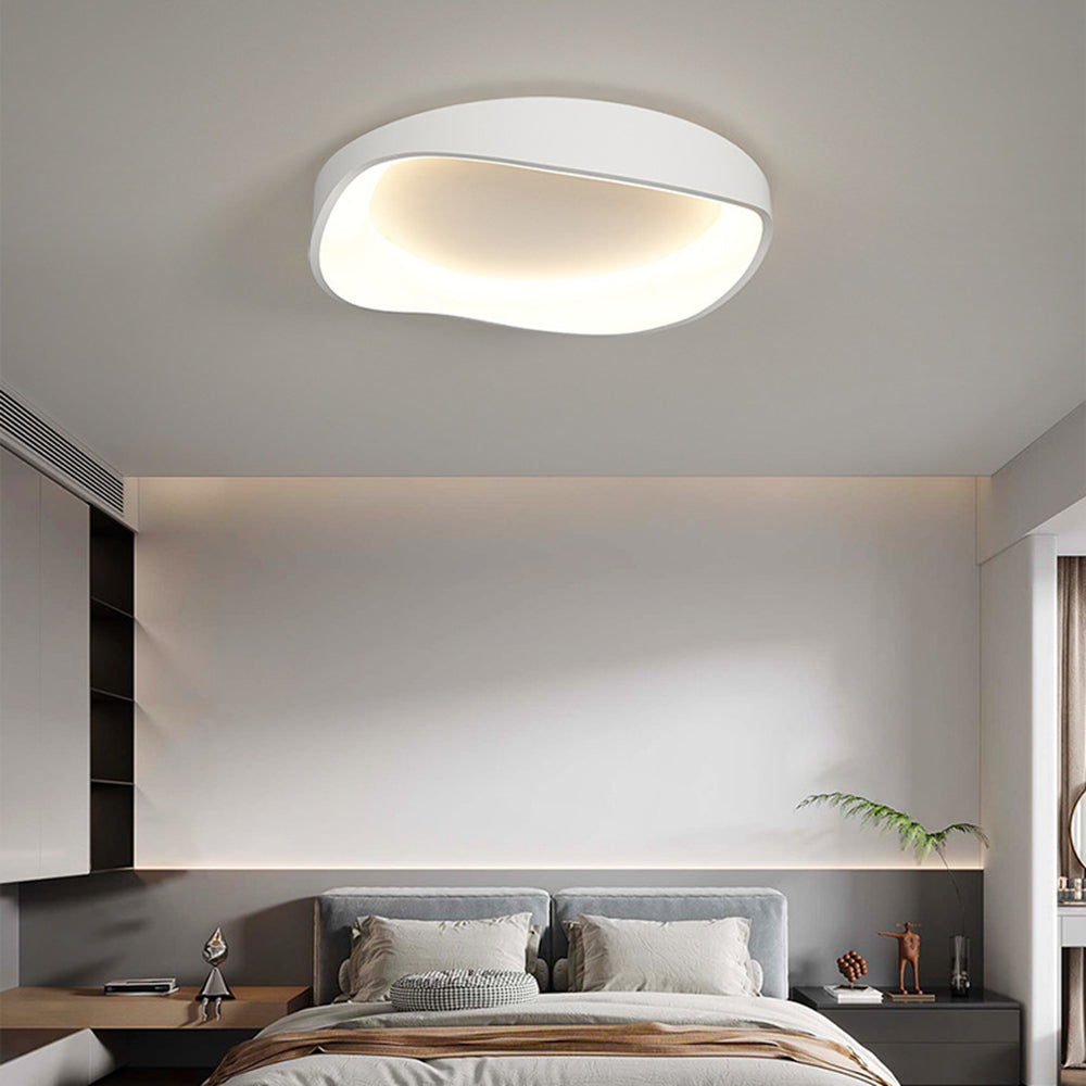 Deckenleuchte LED in Schalenform aus Weißem Metall und Acryl | 3 Lichtfarben | 40, 50 oder 110 cm | Für das Wohnzimmer