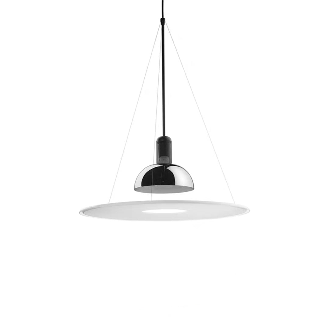 Pendelleuchte aus Metall und Glas | Glockenförmiger Schirm | Chrom, Schwarz, Rot oder Gold | LED mit 3 Lichtfarben