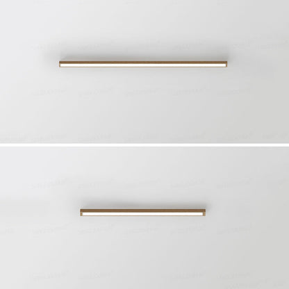 Deckenleuchte LED linear aus Holz und Acryl | Dunkles Holz oder Naturholz | 60–180 cm | 3 Lichtfarben