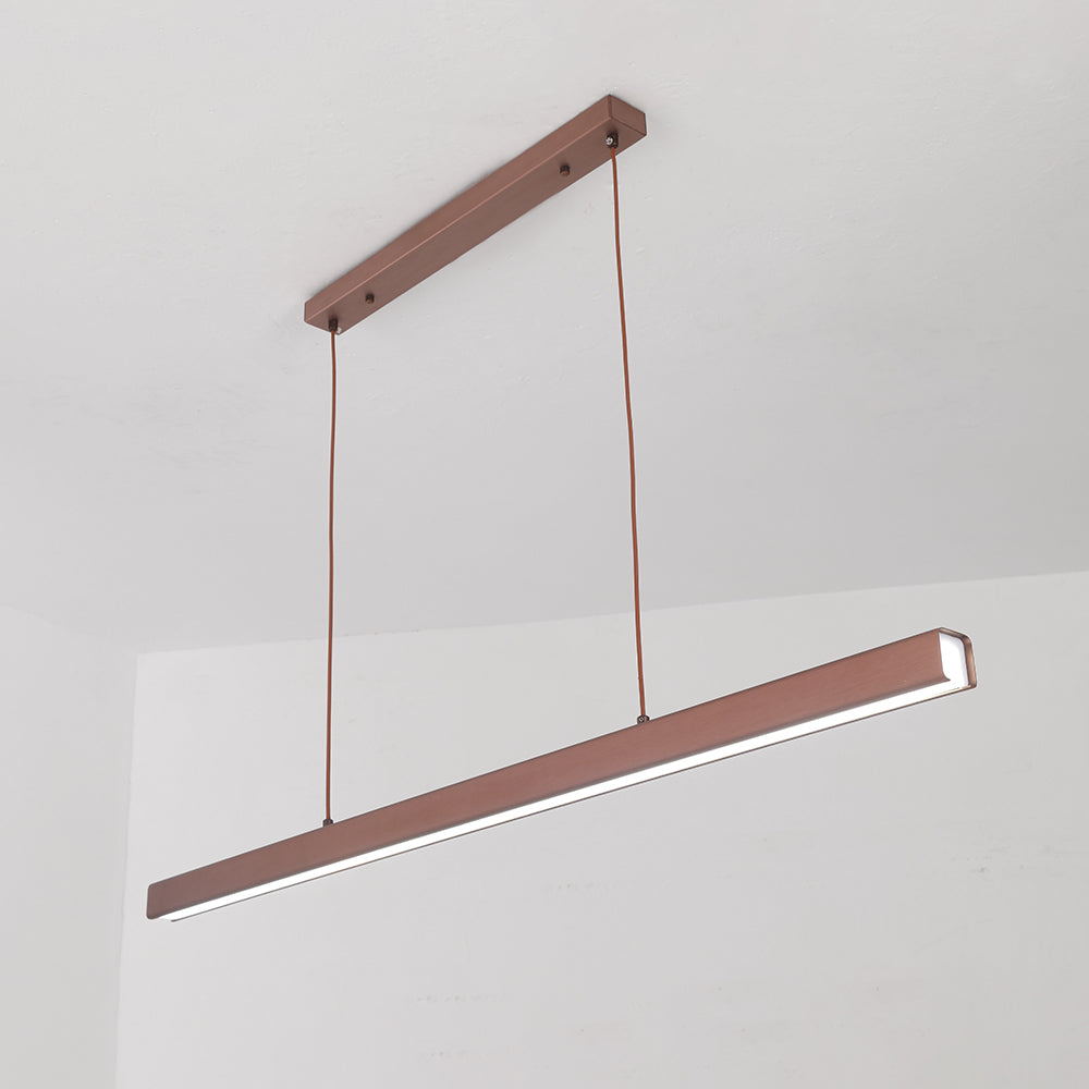 Pendellampa LED Linjär i Metall | Svart eller Brun | 80–150 cm för Matbord | Dimbar med Fjärrkontroll