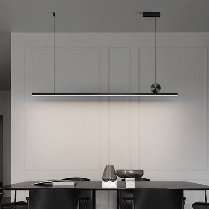 Pendelleuchte LED Linear | Asymmetrische Form aus Schwarzem oder Goldenem Metall | 3 Lichtfarben oder Dimmbar | 90–120 cm