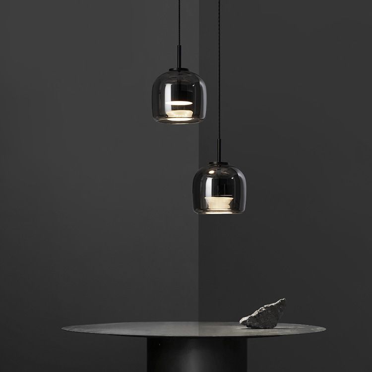 Pendelleuchte aus rauchgrauem Glas | Minimalistisches Design | 1 oder 3 Leuchten | Warmweiß, Weiß oder Dimmbar LED