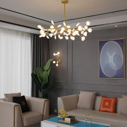 Kronleuchter in Astform | Schwarzes oder Goldenes Metall mit Schirmen aus Glas oder Acryl | 30, 45 oder 54 Leuchtmittel | Warmweißes Licht