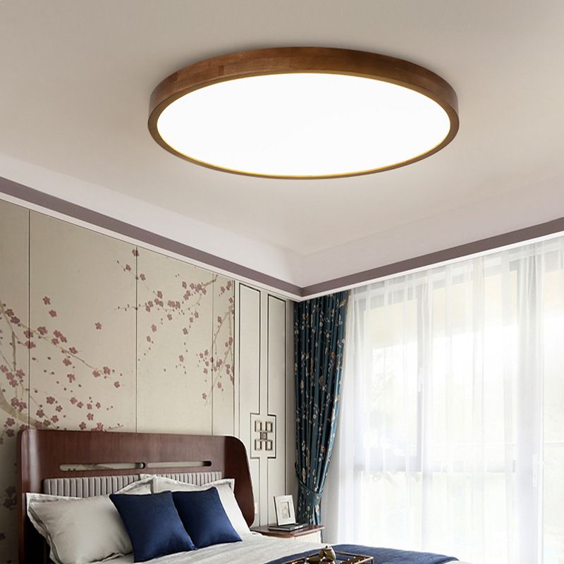 Deckenleuchte LED in Walnuss | Geometrische Aufbauleuchte aus Holz und Acryl | 3 Formen | Weißes oder Warmweißes Licht