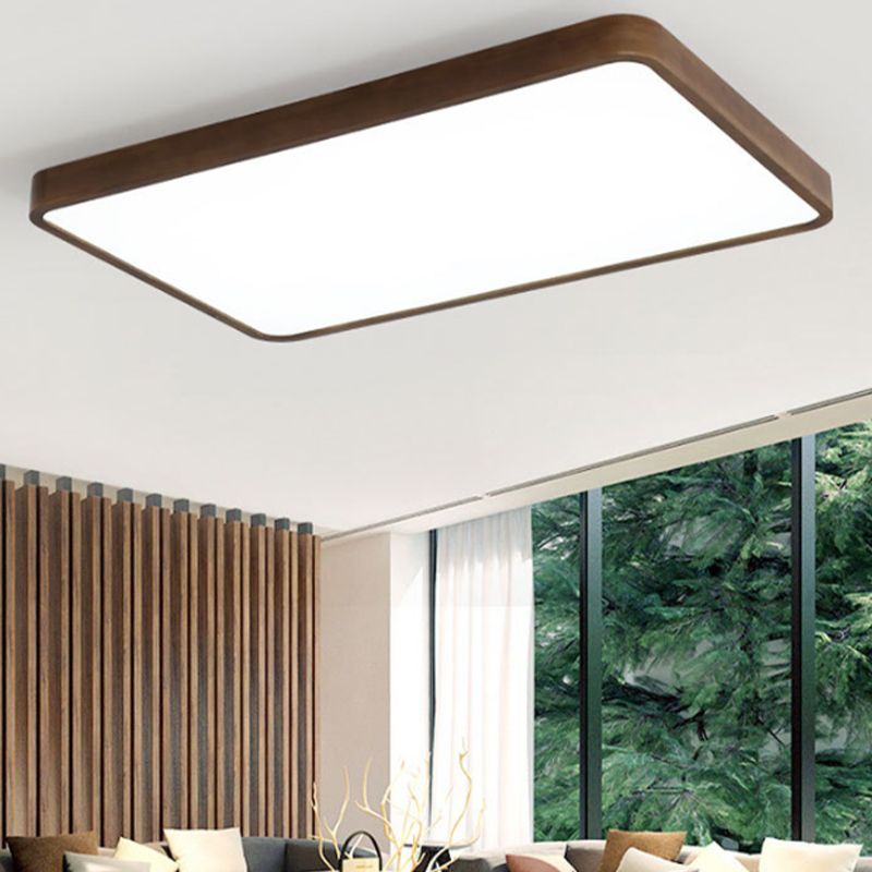 Deckenleuchte LED in Walnuss | Geometrische Aufbauleuchte aus Holz und Acryl | 3 Formen | Weißes oder Warmweißes Licht
