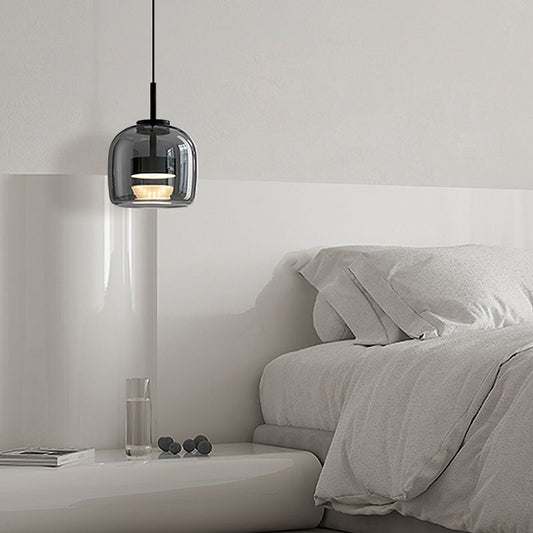Pendellampa i Rökgrått Glas | Minimalistisk Design | 1 eller 3 Lampor | Varmvit, Vit eller Dimbar LED