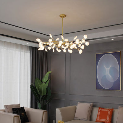 Kronleuchter in Astform | Schwarzes oder Goldenes Metall mit Schirmen aus Glas oder Acryl | 30, 45 oder 54 Leuchtmittel | Warmweißes Licht