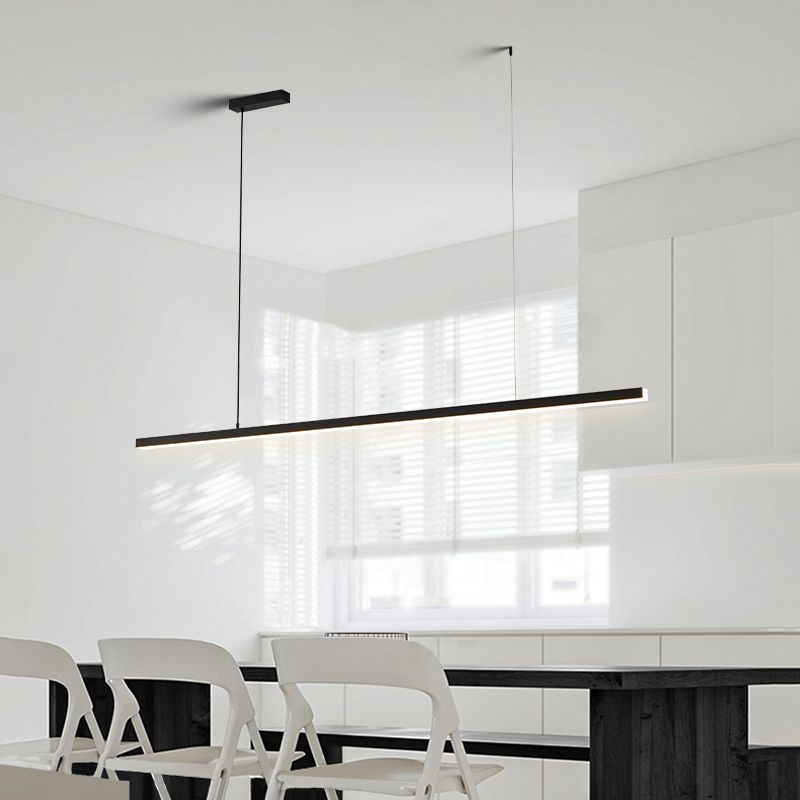 Pendelleuchte Linear LED | Schwarzes oder weißes Metall und Acryl | Neutralweiß oder 3 Lichtfarben | 90–120 cm