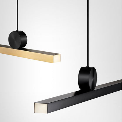 Pendelleuchte LED Linear | Asymmetrische Form aus Schwarzem oder Goldenem Metall | 3 Lichtfarben oder Dimmbar | 90–120 cm