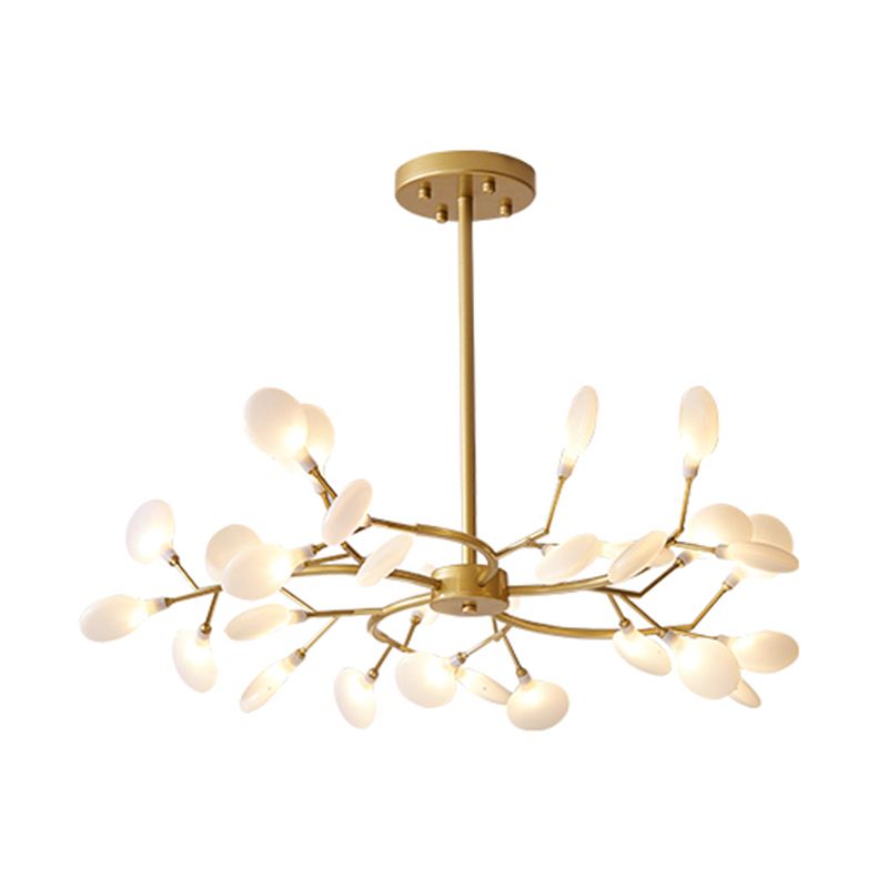 Kronleuchter in Astform | Schwarzes oder Goldenes Metall mit Schirmen aus Glas oder Acryl | 30, 45 oder 54 Leuchtmittel | Warmweißes Licht