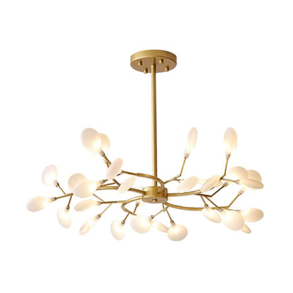 Kronleuchter in Astform | Schwarzes oder Goldenes Metall mit Schirmen aus Glas oder Acryl | 30, 45 oder 54 Leuchtmittel | Warmweißes Licht