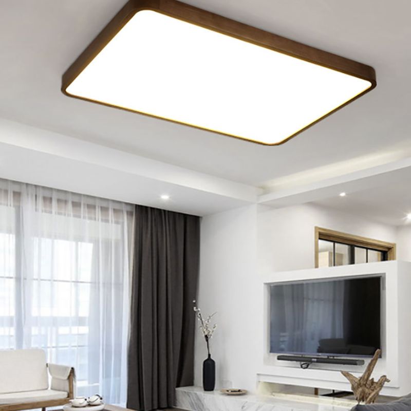 Deckenleuchte LED in Walnuss | Geometrische Aufbauleuchte aus Holz und Acryl | 3 Formen | Weißes oder Warmweißes Licht