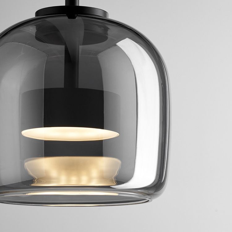 Pendelleuchte aus rauchgrauem Glas | Minimalistisches Design | 1 oder 3 Leuchten | Warmweiß, Weiß oder Dimmbar LED