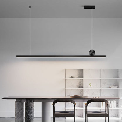 Pendelleuchte LED Linear | Asymmetrische Form aus Schwarzem oder Goldenem Metall | 3 Lichtfarben oder Dimmbar | 90–120 cm