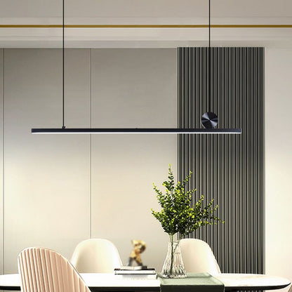 Pendelleuchte LED Linear | Asymmetrische Form aus Schwarzem oder Goldenem Metall | 3 Lichtfarben oder Dimmbar | 90–120 cm