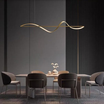 Pendellampa Matbord | Vågformad LED i Guld eller Svart | 3 Färgtemperaturer eller Dimbar | 120–140 cm