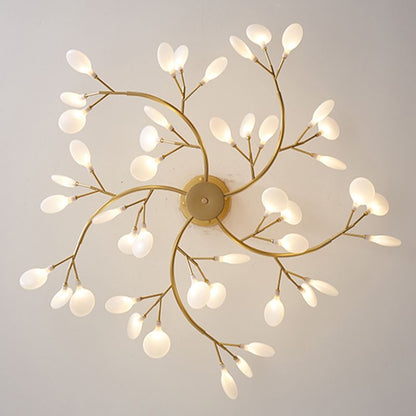 Kronleuchter in Astform | Schwarzes oder Goldenes Metall mit Schirmen aus Glas oder Acryl | 30, 45 oder 54 Leuchtmittel | Warmweißes Licht